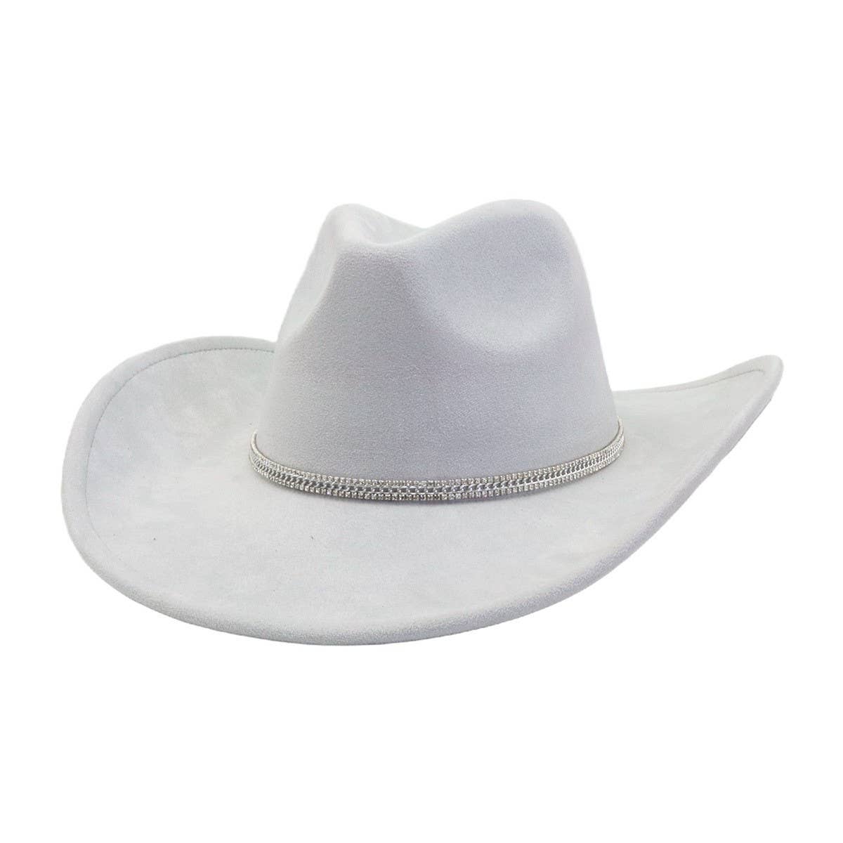 Suede Denim Cowboy Fedora Hat Western Ethnic Style_CWAH04394