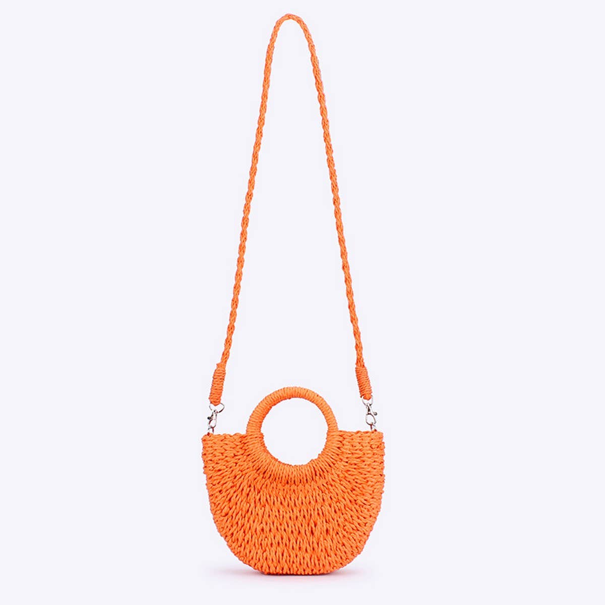 SOLID COLOR SEMI-CIRCLE HANDMADE STRAW BAG_CWAB4696