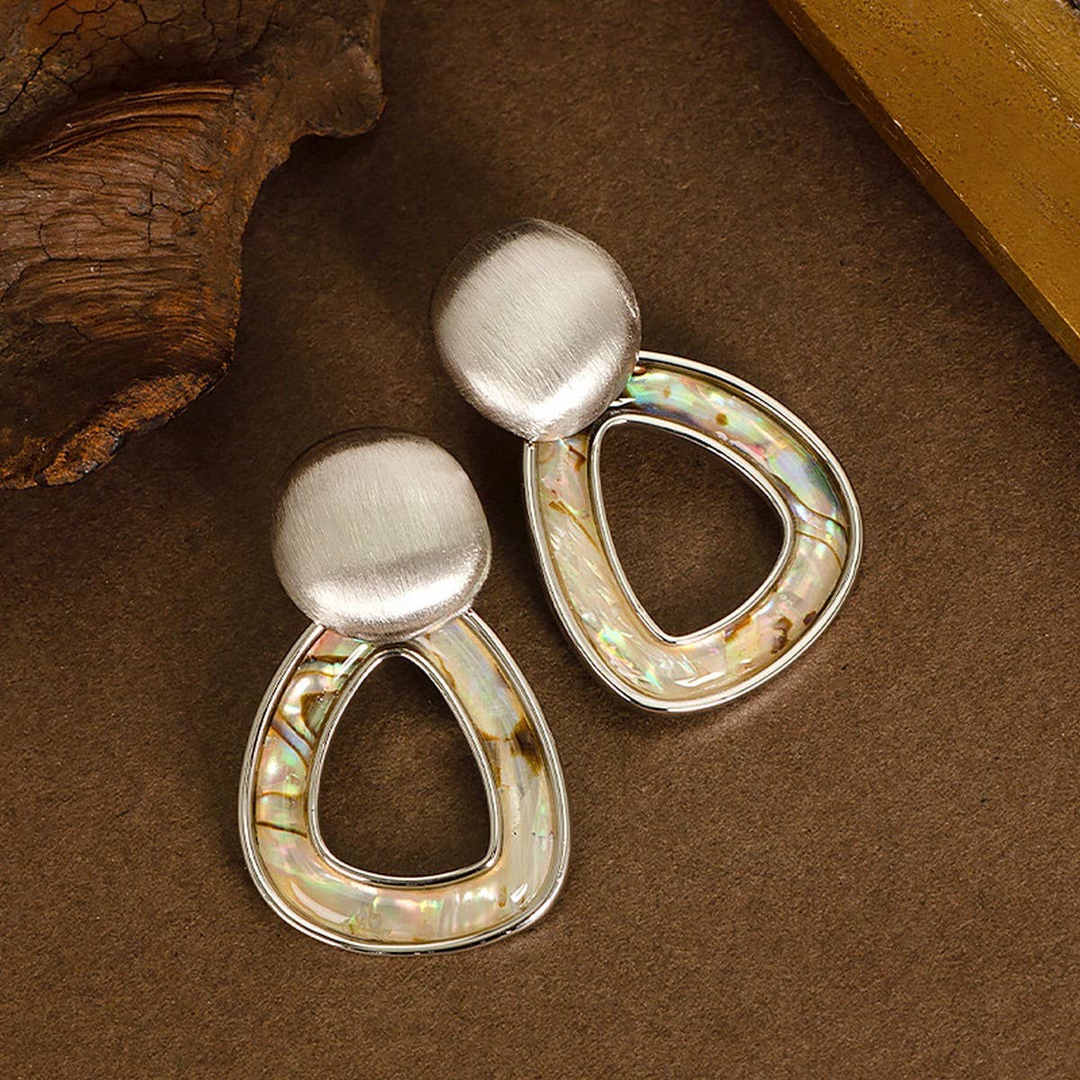 PERSONALIZED HOLLOW COLORFUL ABALONE EARRINGS_CWMM4322