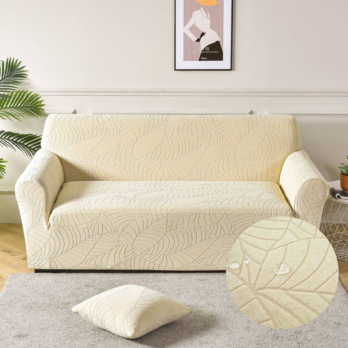 Waterproof Jacquard Sofa Cover, Thick & Stretchy