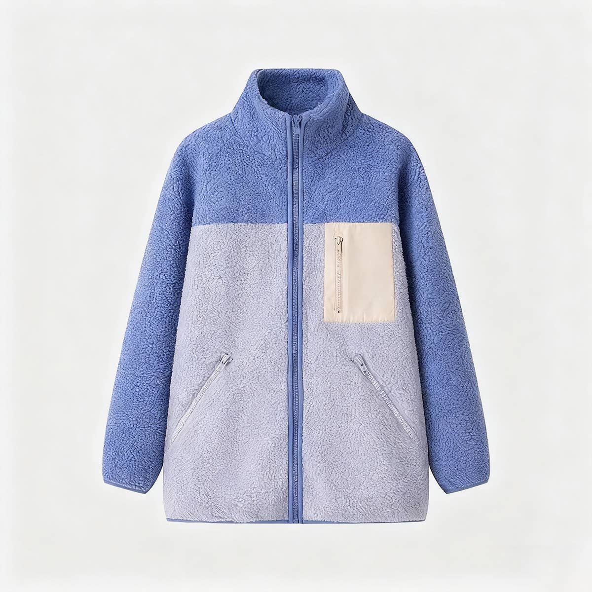 Warm zipper loose fleece jacket