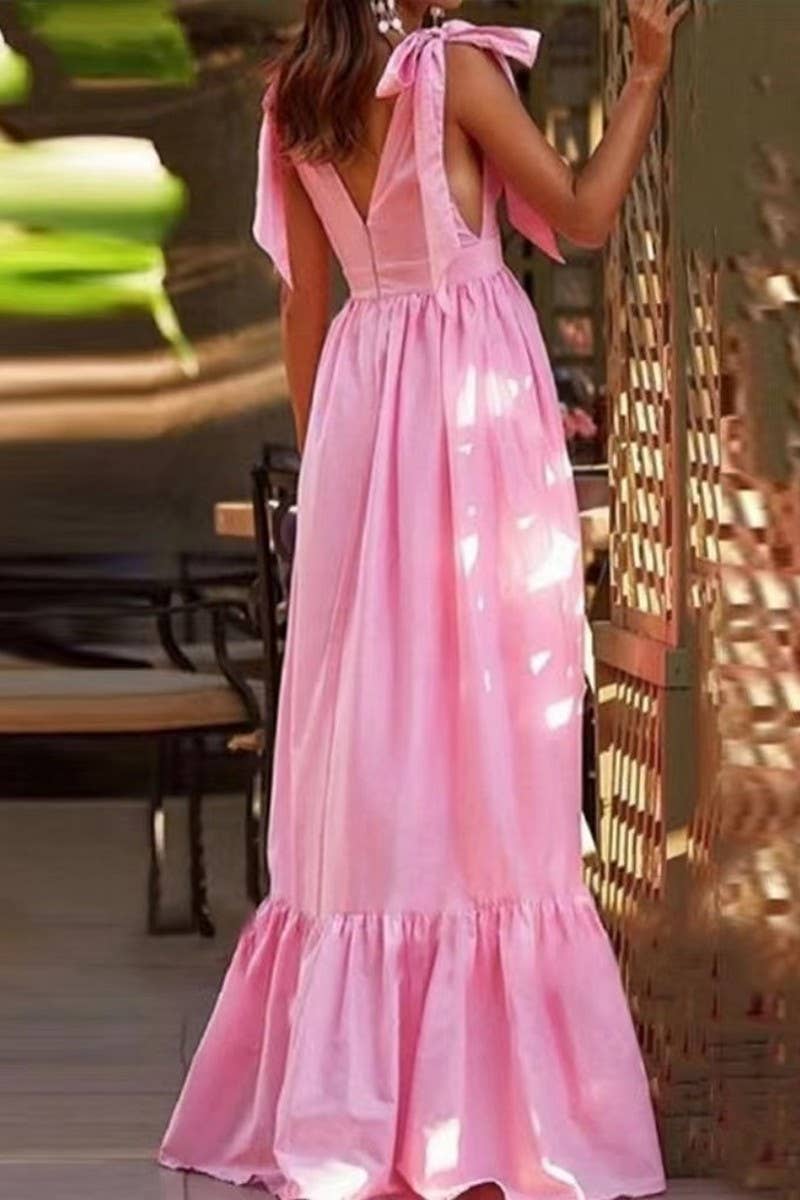 CWDMD5400_DEEP V BACKLESS TIE STRAP BODYCON DRESS