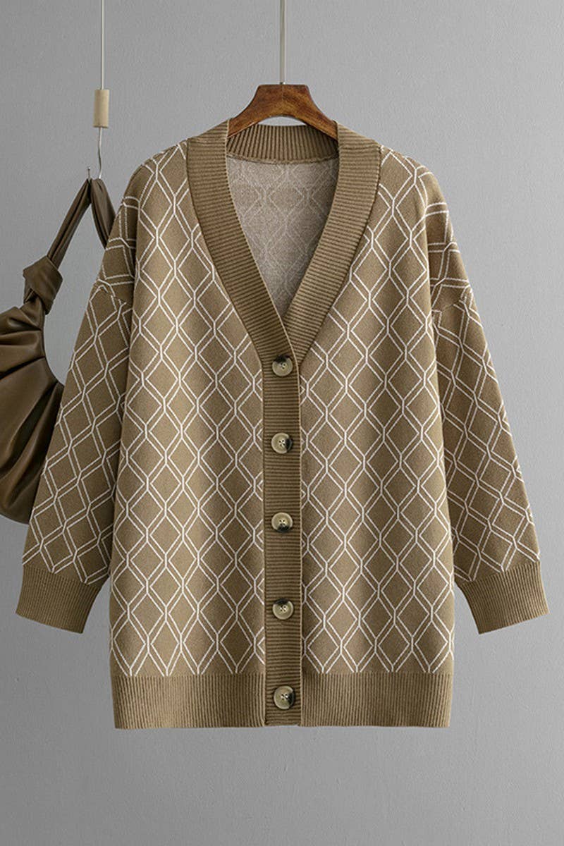CWOCAL00662_CASUAL LOOSE DIAMOND KNIT CARDIGAN