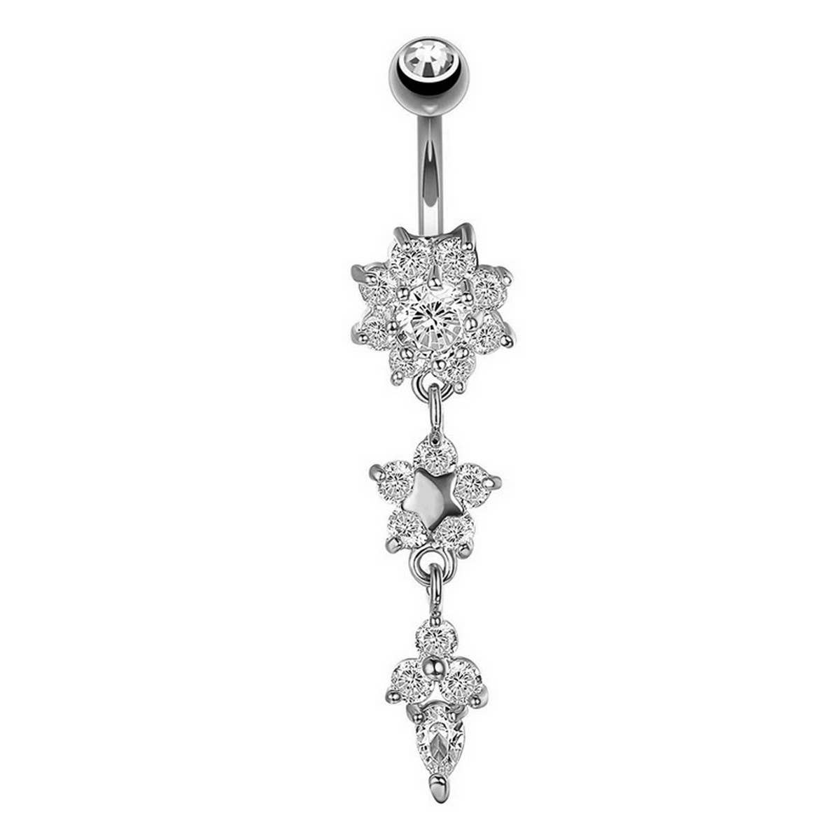 Heart & Butterfly CZ Belly Ring ? Body Jewelry