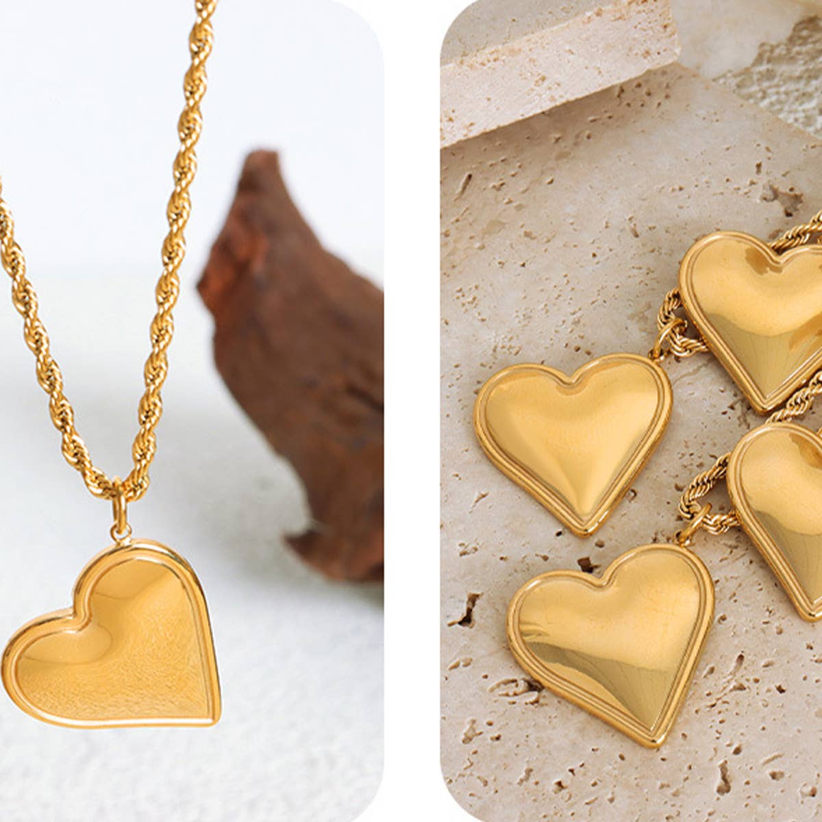 HEART TITANIUM STEEL PENDANT EARRINGS NECKLACE