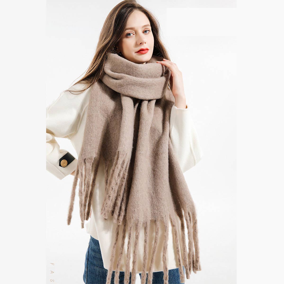 Wool Knit Scarf ??Thick Long Solid Winter Wrap_CWASC0166