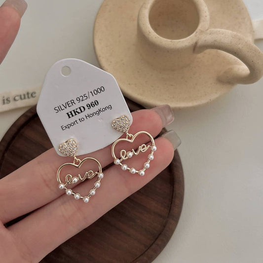 LIGHT LUXURY ENGLISH LOVE EARRINGS