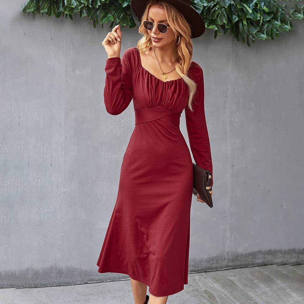SOLID COLOR BASE DRESS FRENCH ROMANTIC DRESS