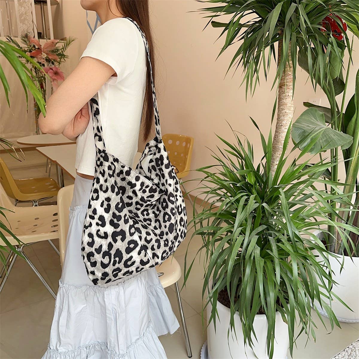 CWAB3894_PRINTED SINGLE SHOULDER SHOPPING BAG CANVAS BAG