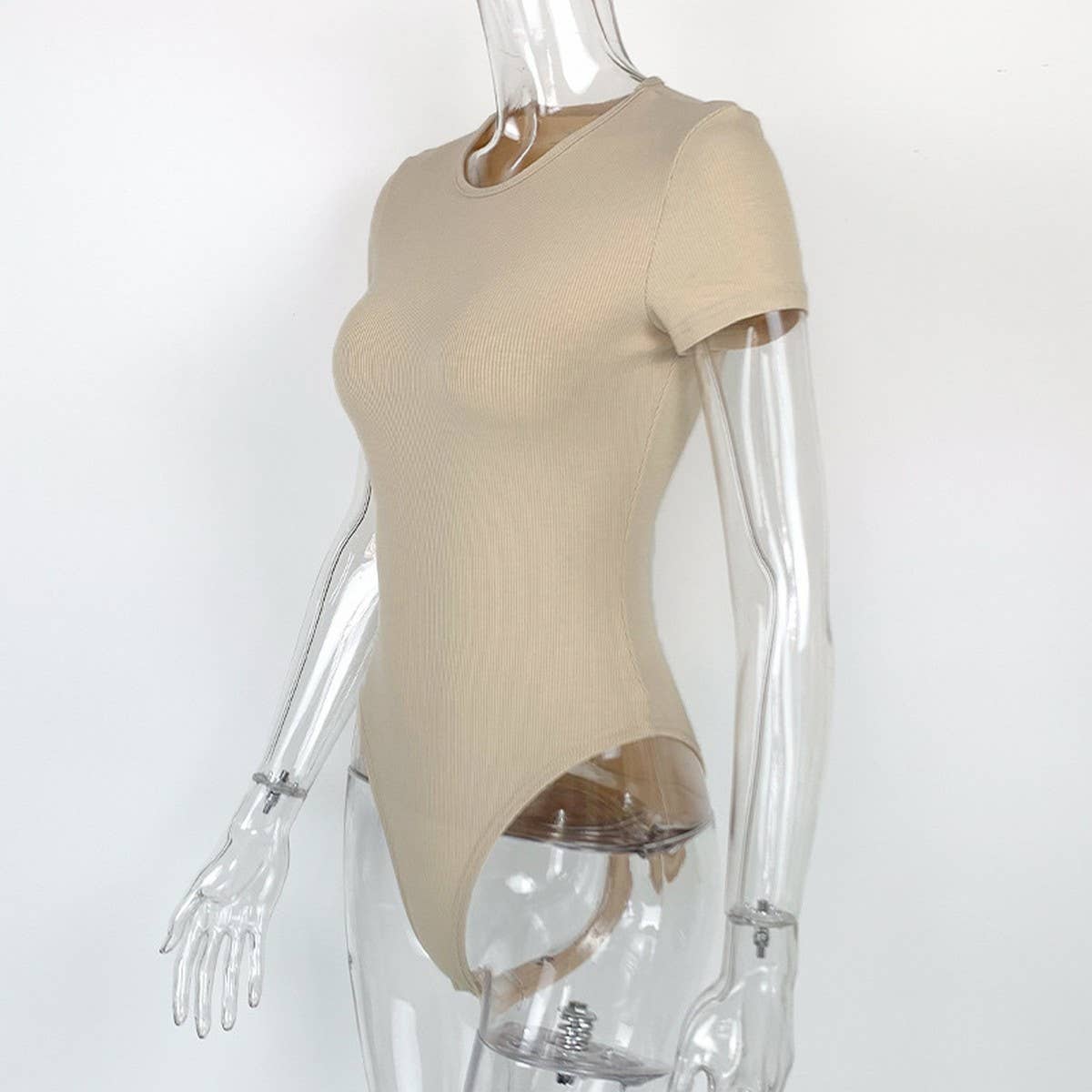 SEXY ROUND NECK SHORT SLEEVED BODYCON BODYSUIT_CWTBLS0313