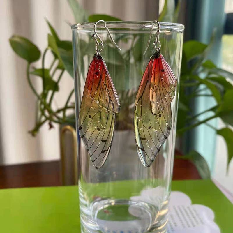 S925 Silver Cicada Wing Wing Butterfly Earrings