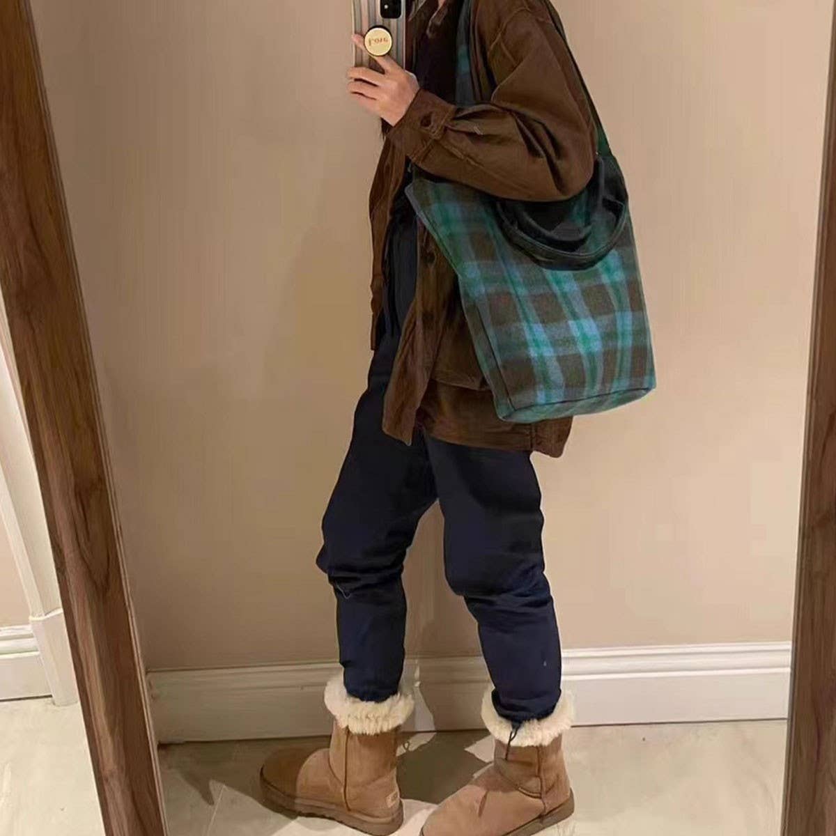 FASHIONABLE ALL-MATCH WOOL PLAID SHOULDER HANDBAG_CWAB4099