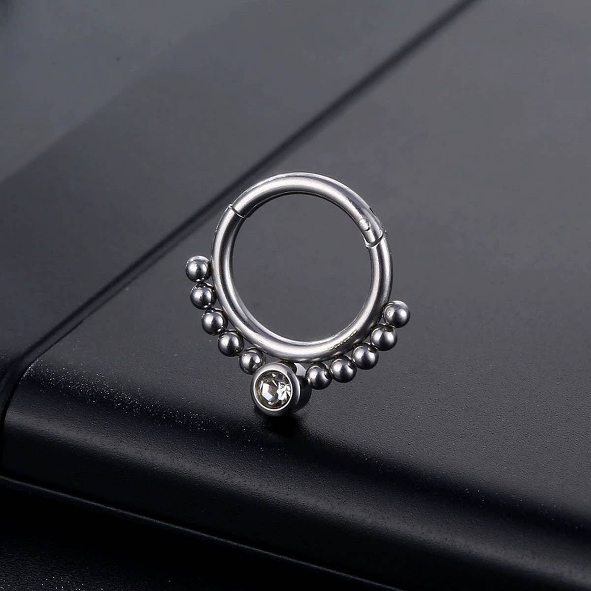 Geometric Titanium Nose Stud with Zircon