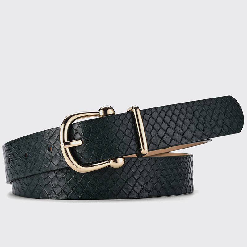 TREND SERPENTINE PU LEATHER GOLD BUCKLE BELT