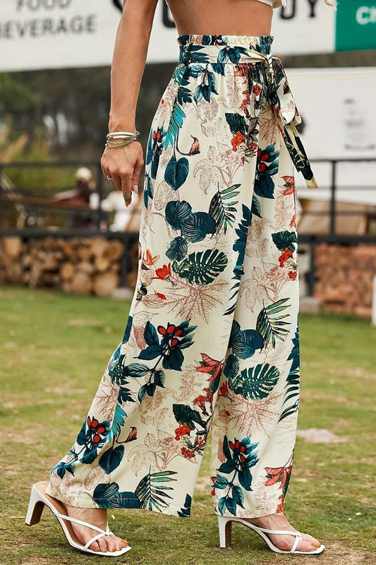 CWBLP2093_PRINTED ELASTIC WAIST LOOSE FIT WIDE LEG PANTS