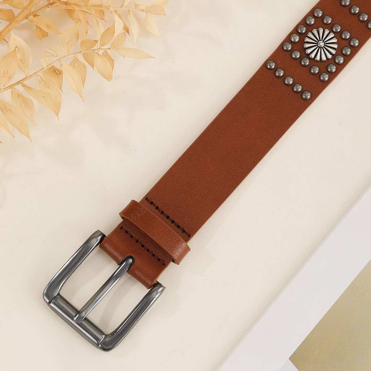 PUNK STYLE METAL FLOWER CLAW NAIL STREET BELT_CWMM3935