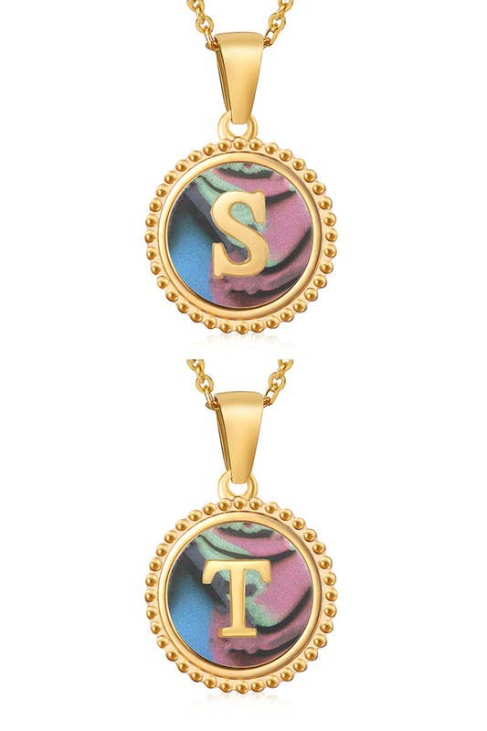 SIMPLE ROUND ALPHABET INITIALS PENDANT NECKLACE_CWAJE215