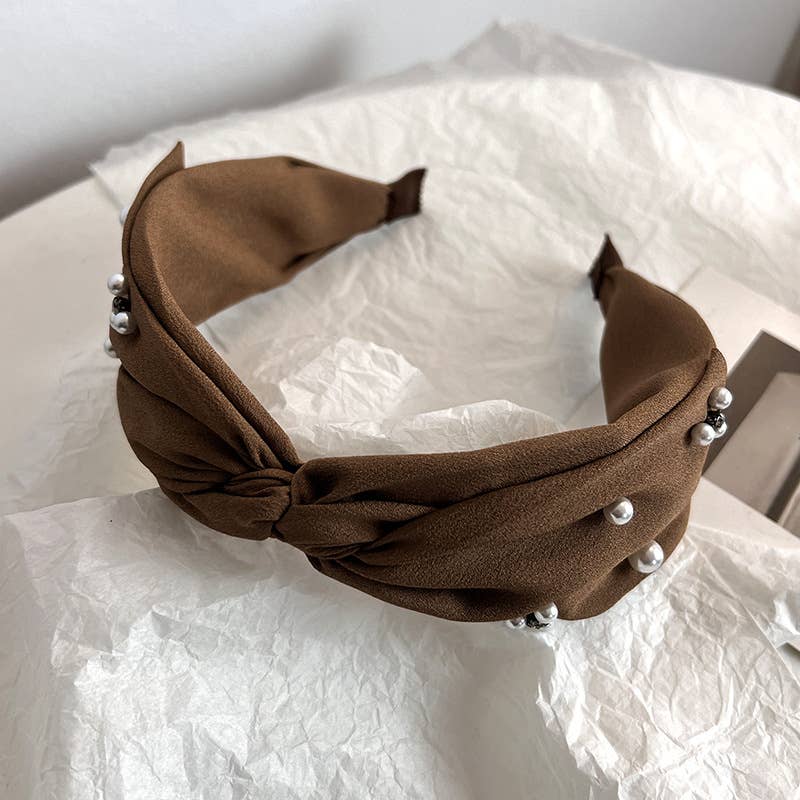 PEARL RHINESTONE KNOT WIDE HEAD BAND FOR WOMEN_CWAHA0622
