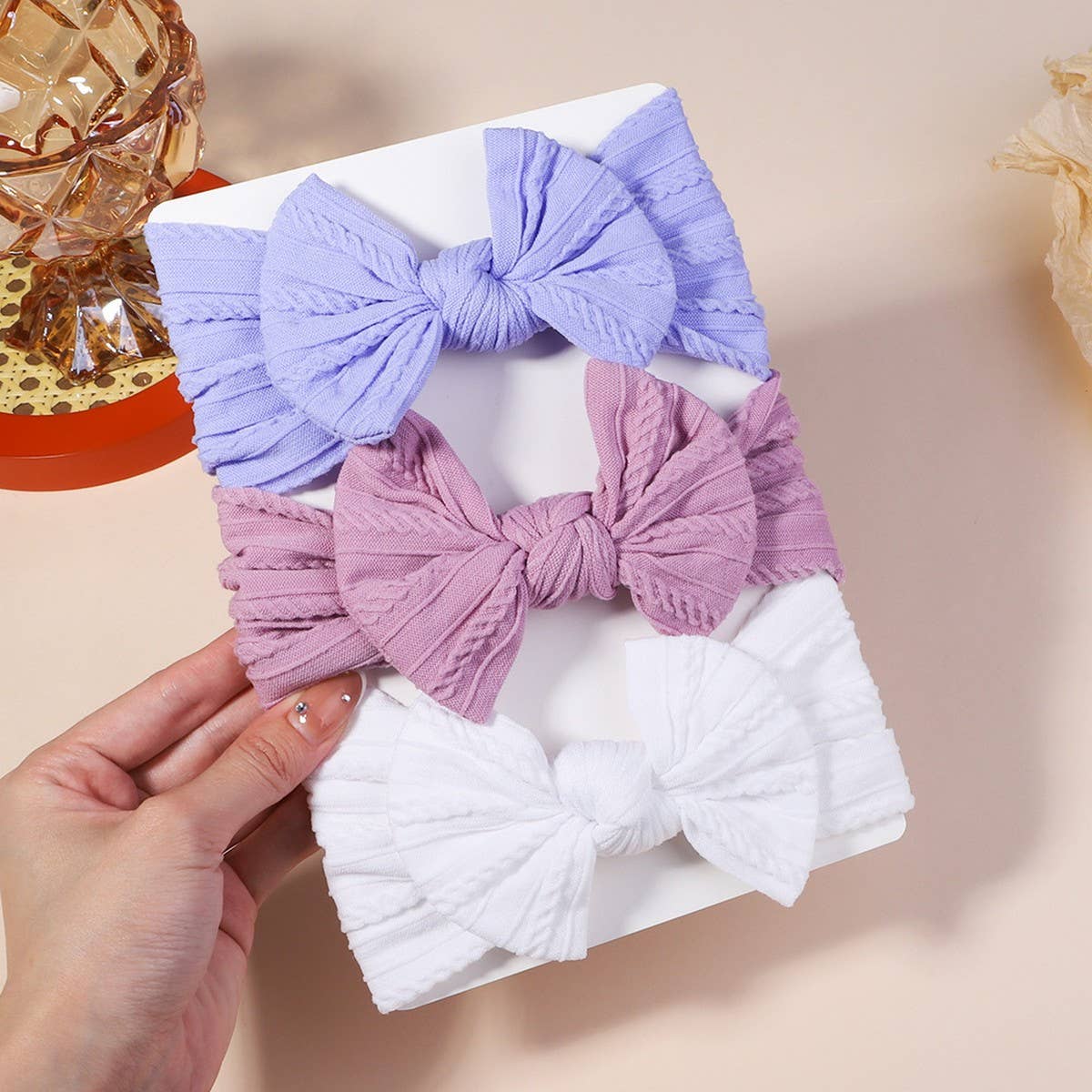 Baby Headband Set with Jacquard Bow_CWAHA6683