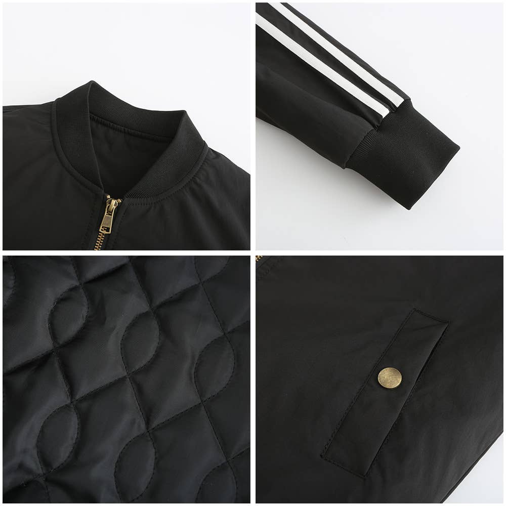 SOLID STRIPED JET JACKET WITH COTTON TRIM