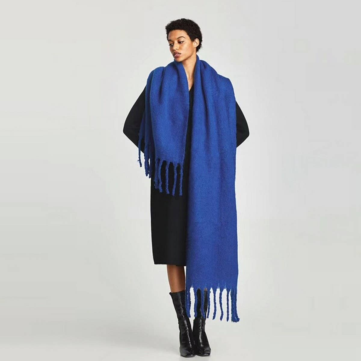 Classic Solid Fringe Scarf ? Thick & Warm