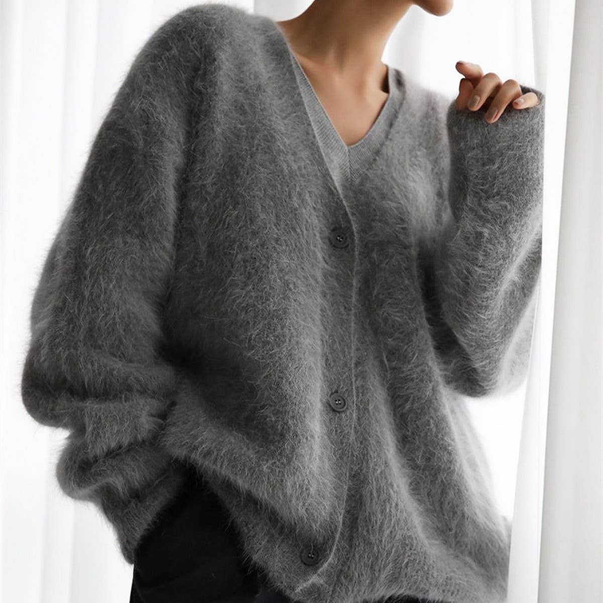 Women's Cozy Faux Mink Cardigan Sweater