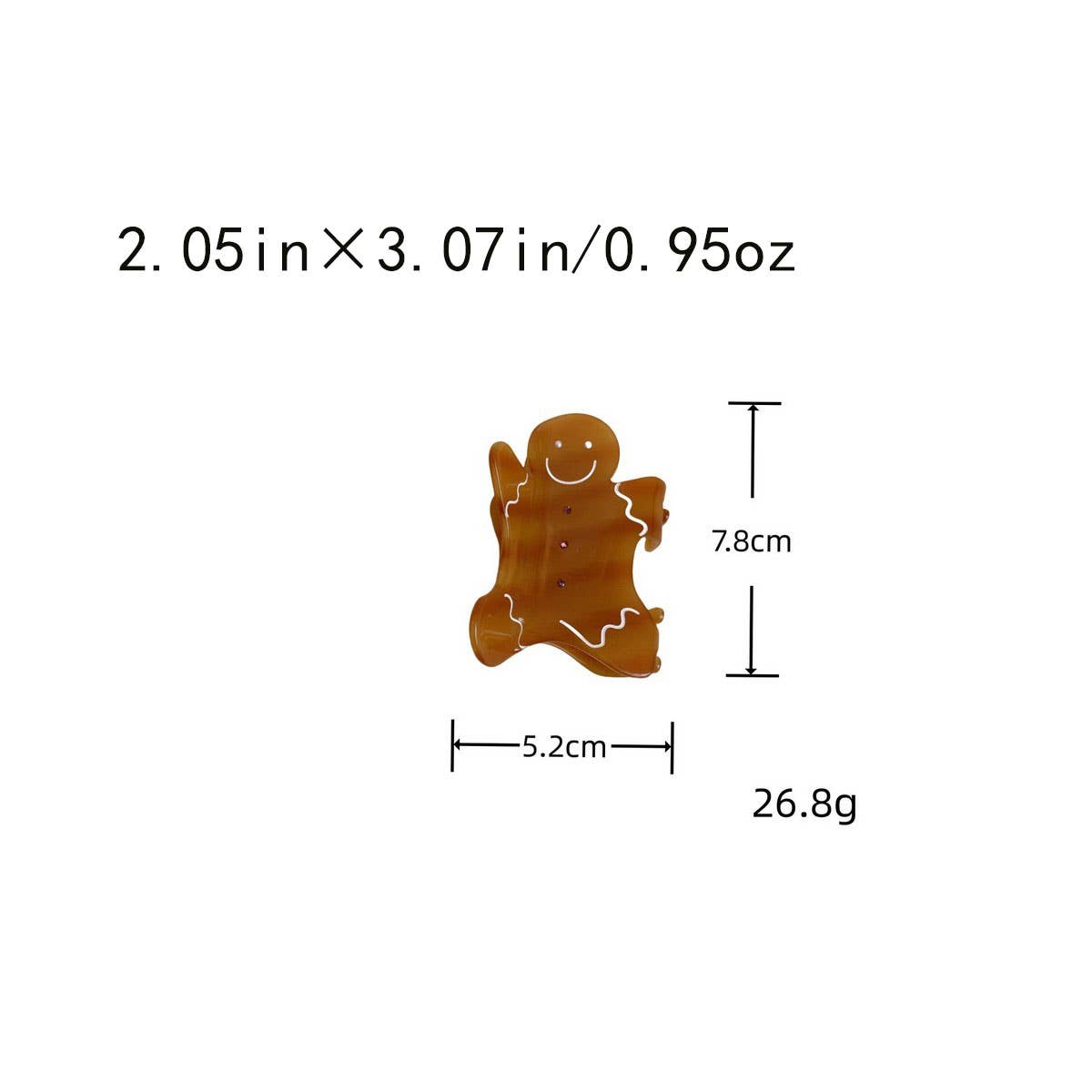 CWAHA07715_CHRISTMAS SMILEY GINGERBREAD CLAW HAIR CLIP