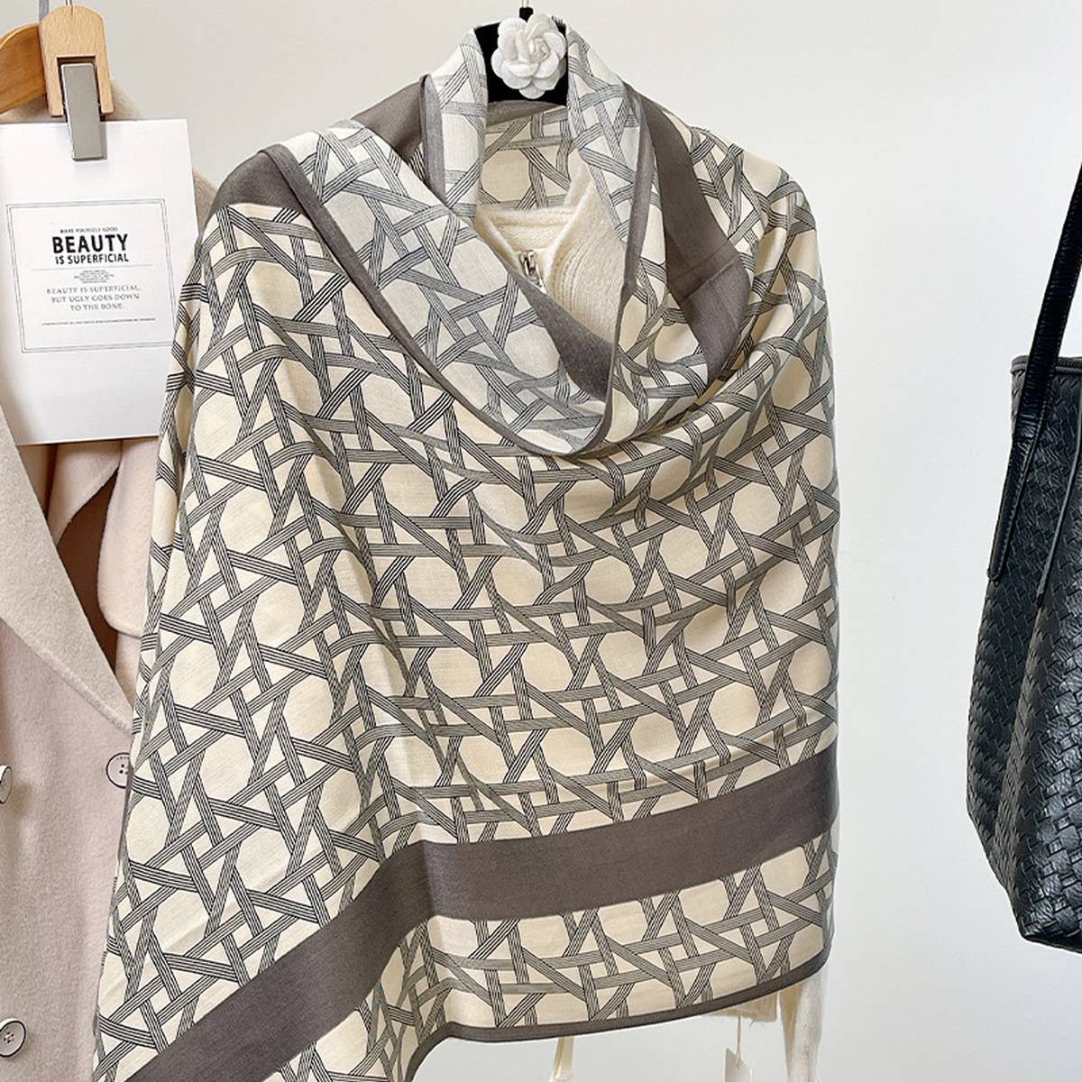 Velvet Scarf - Fall/Winter Floral Wrap for Women