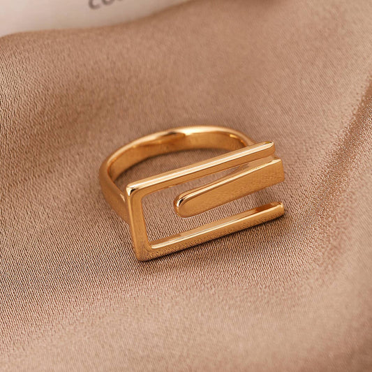 Fashion personality Open adjustable rectangular ring