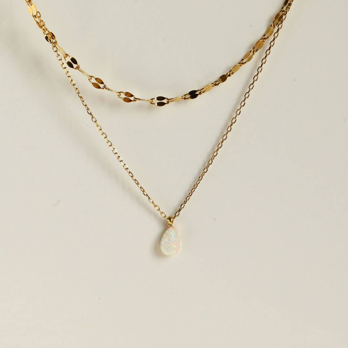 Blue Tears Small Opal Double Layer Necklace_CWMM5552