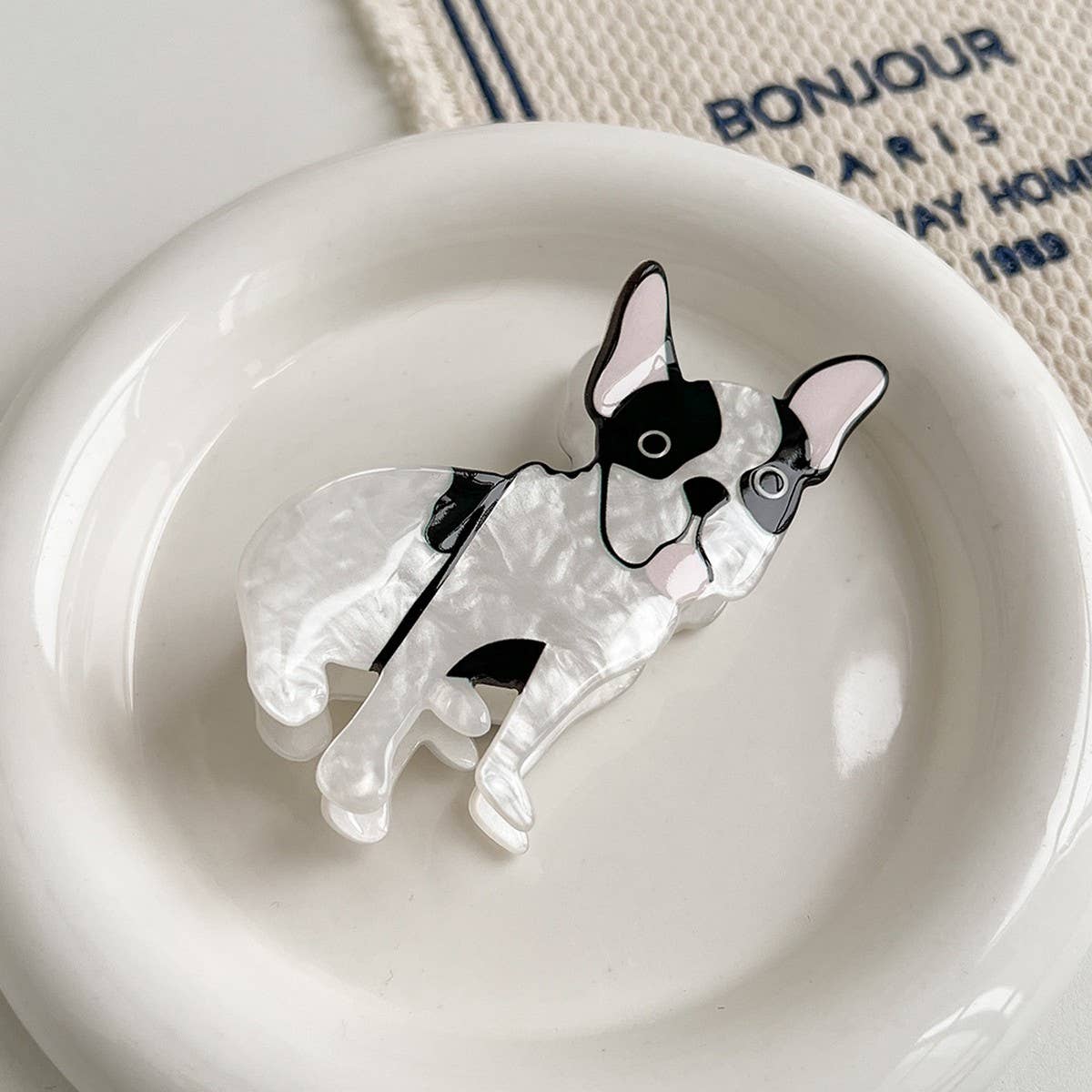 French Cartoon Dog Hair Claw, Cute Puppy Mini Clip