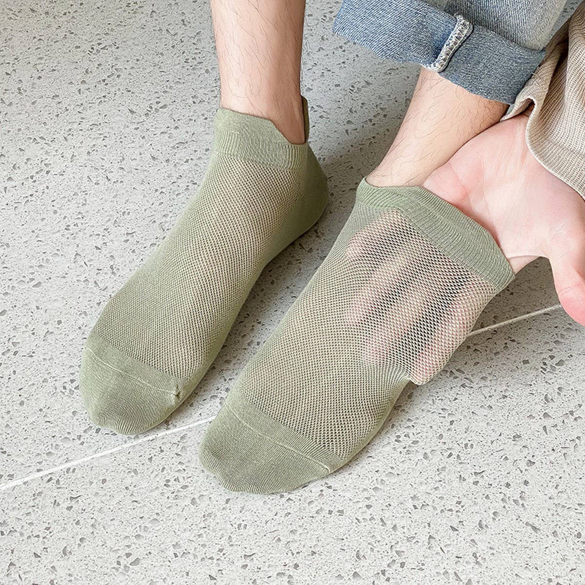 CWMS2460_SUMMER BREATHABLE SIMPLE SOLID COLOR BOAT SOCKS