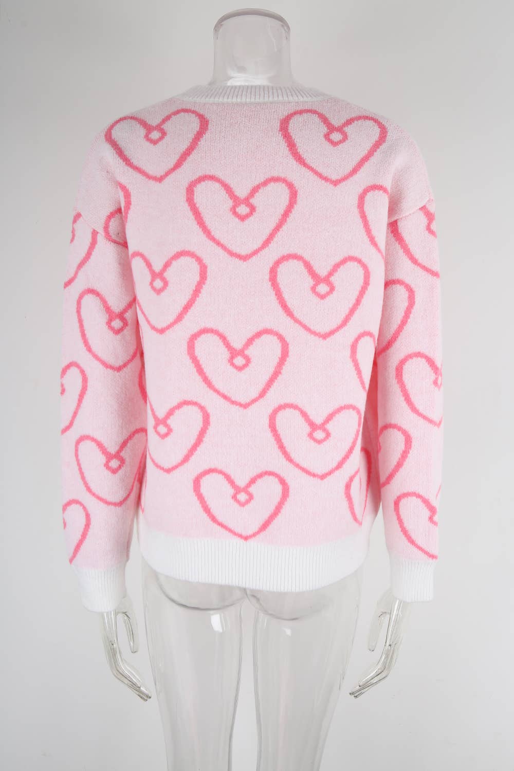 Round-neck heart-shaped color-blocking sweater