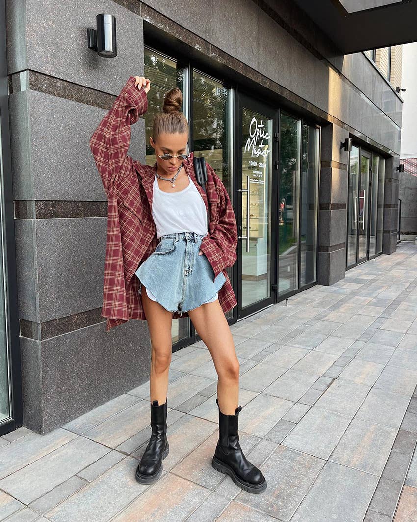 Vintage American plaid oversized shirt