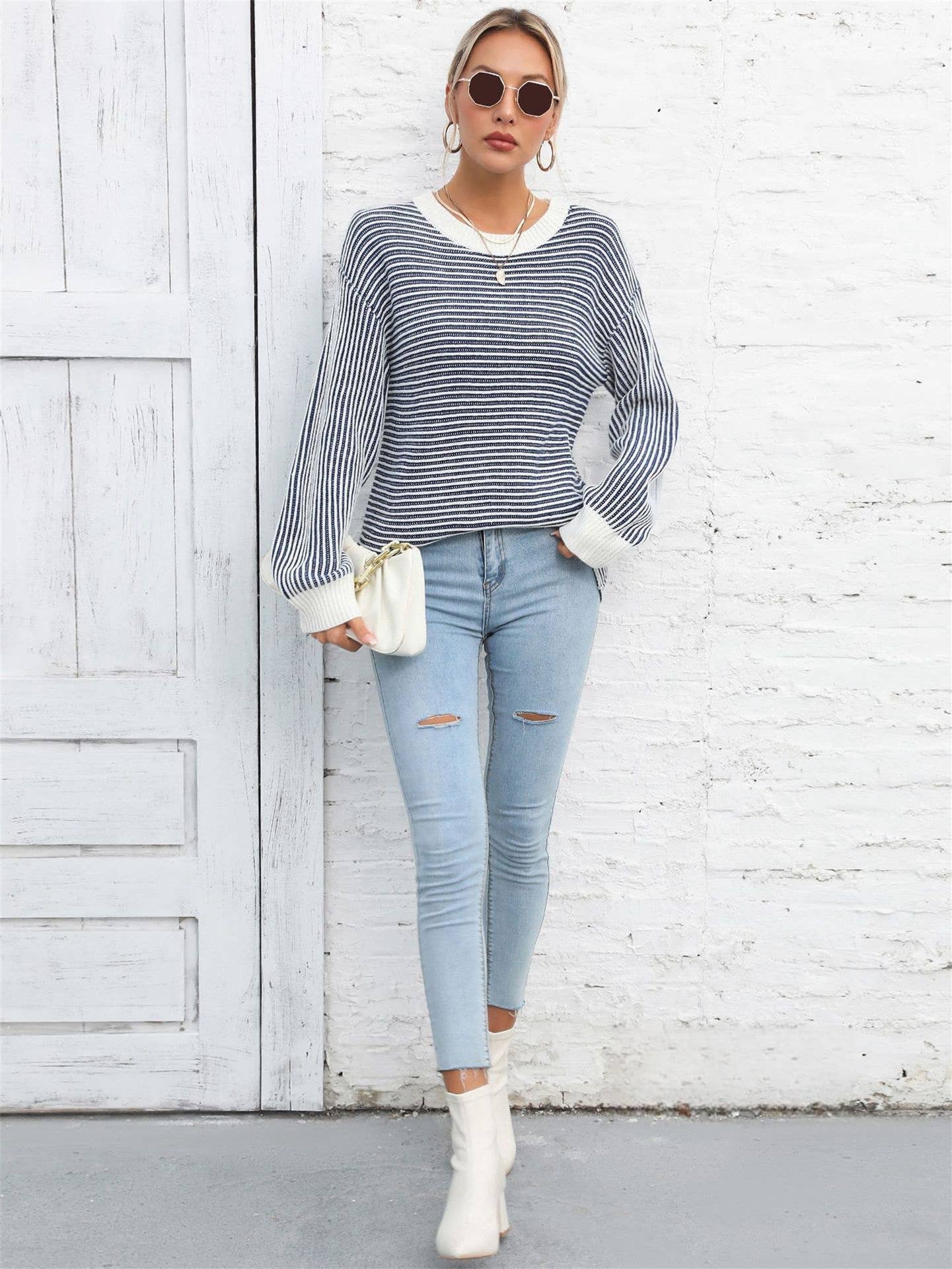 CWOSWL1037_Casual Crew Neck Pullover Long Sleeve Sweater