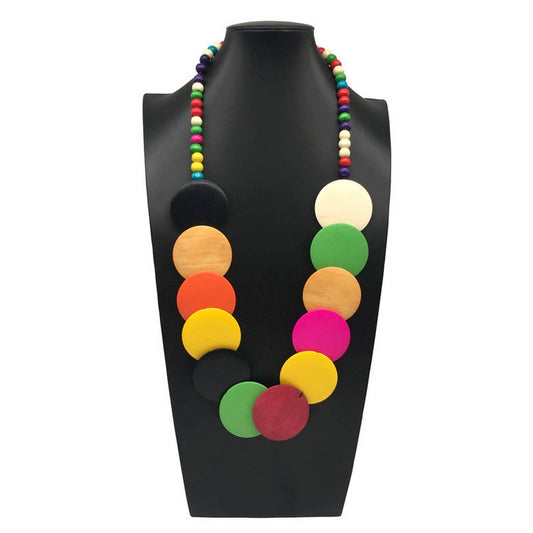 VINTAGE MIXED COLOR WOODEN BEAD NECKLACE