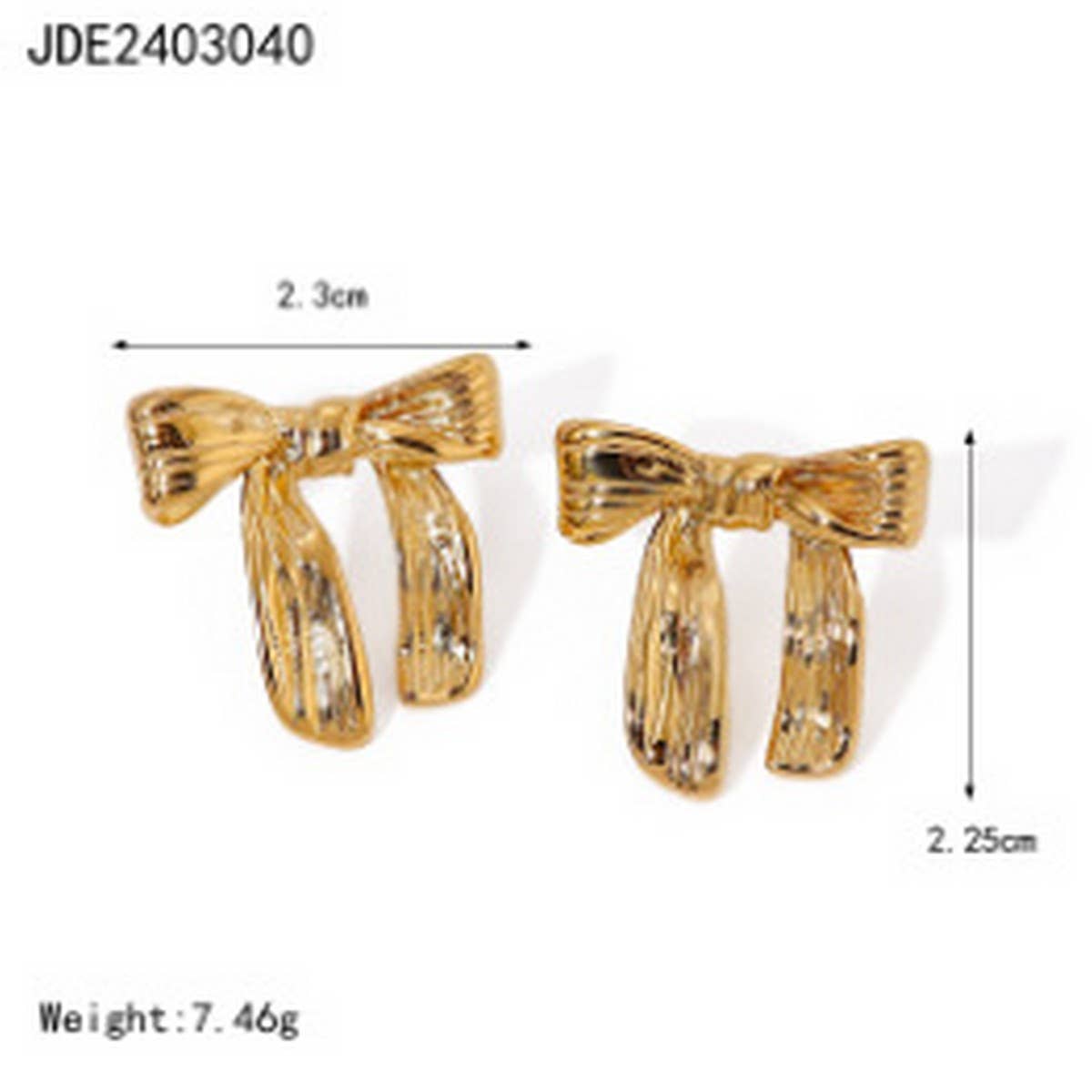 PERSONALIZED ALL-MATCH 18K GOLD BOW EARRINGS_CWASC1655
