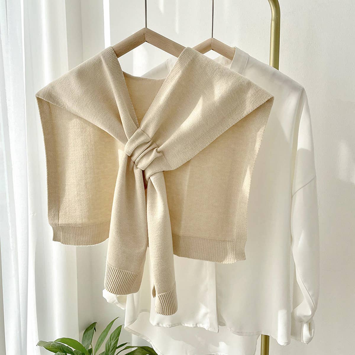Solid Color Knitted Knotted Shawl??œCasual & Cozy _CWASC0757