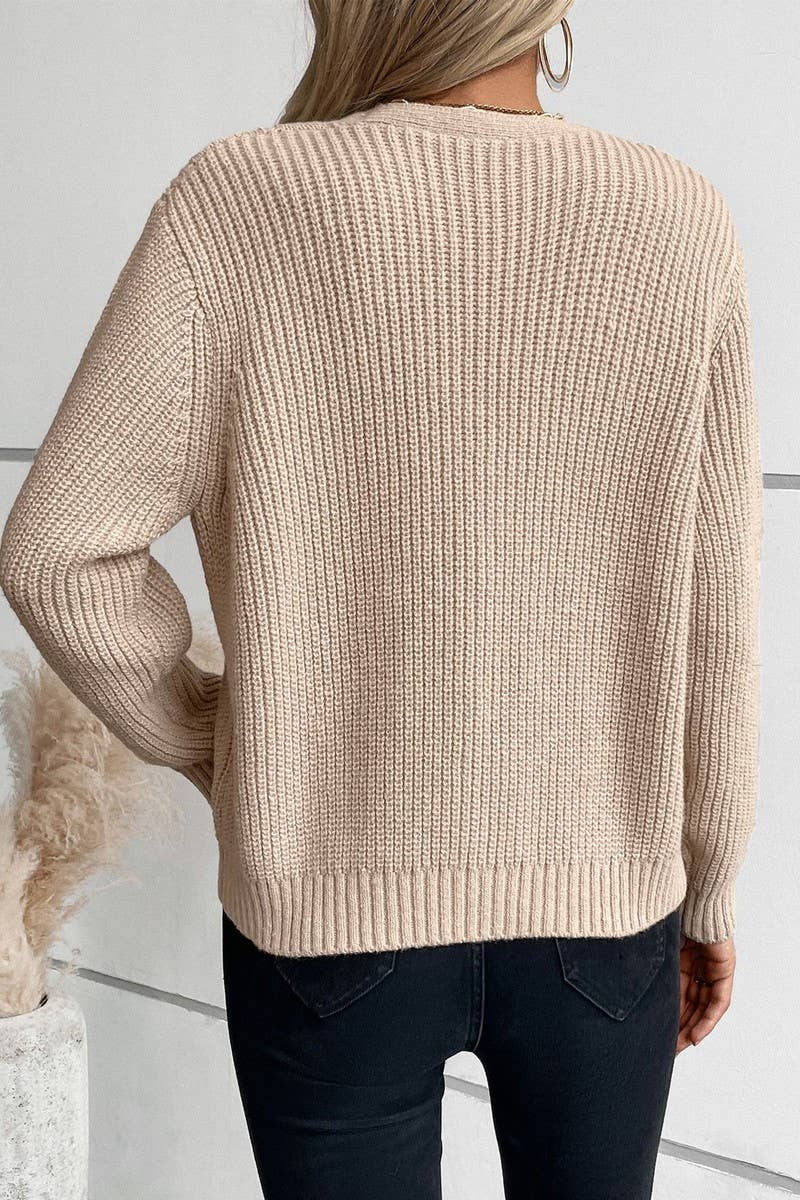 CWOCAL0839_VINTAGE SINGLE BREASTED CABLE KNIT CARDIGAN