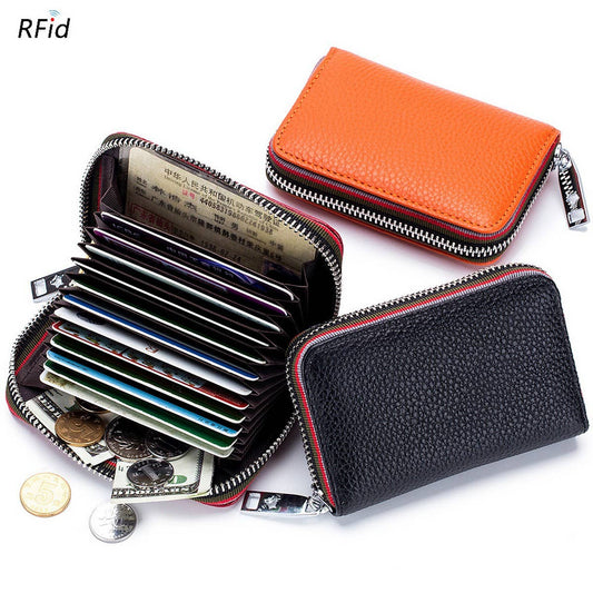 TOP LAYER COWHIDE ZIPPER GENUINE LEATHE CARD HOLDER_CWAB3835