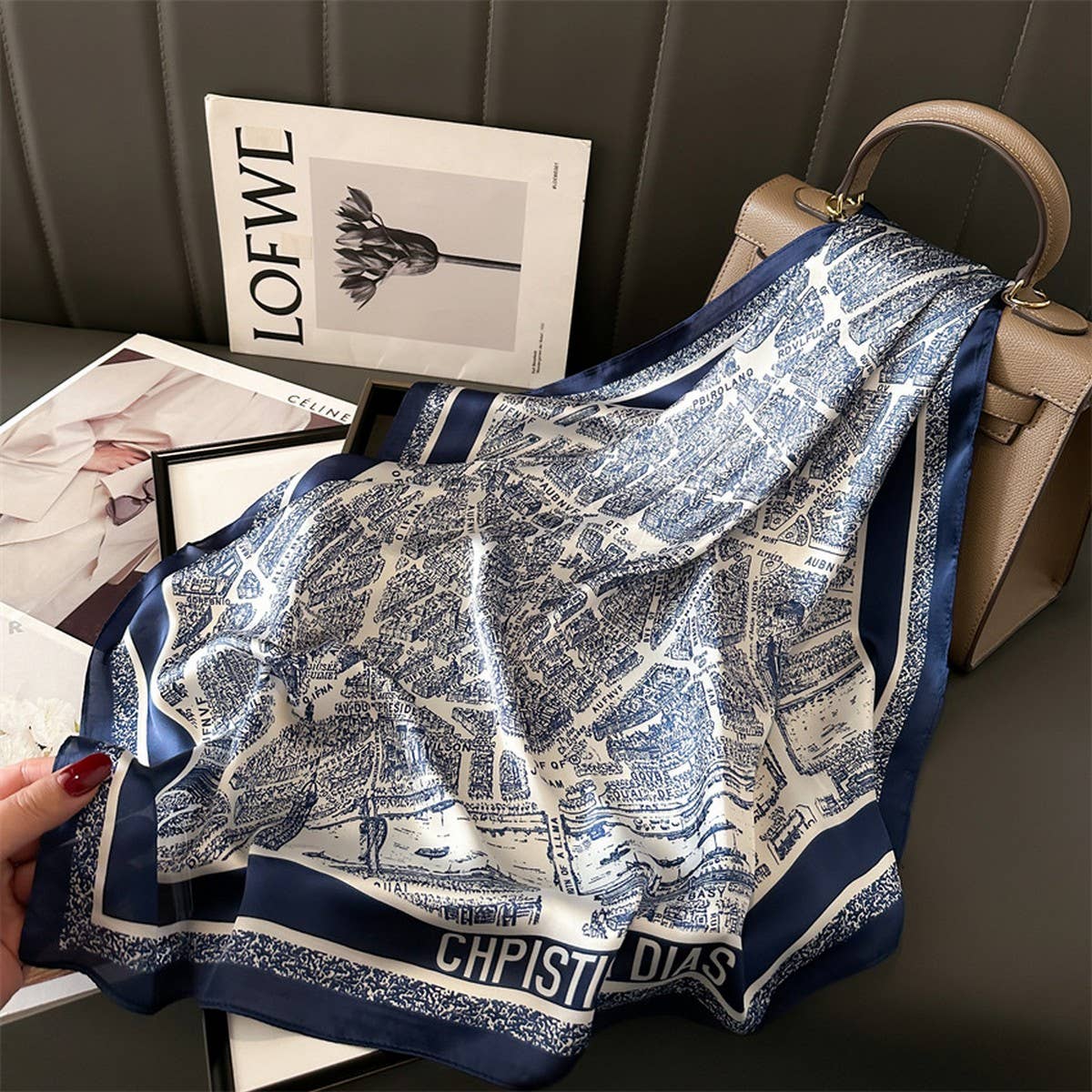 Lightweight Satin Square Scarf for Neck or Bag