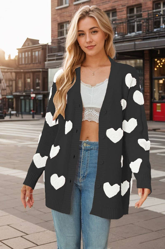 CWOCAL0896_VALENTINE'S DAY HEART BUTTON MIDI KNIT CARDIGAN