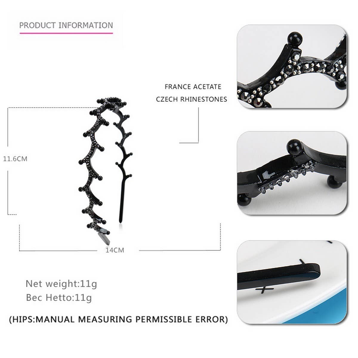 TWIG ACETATE HAIR HOOP NON-SLIP HEADBAND HAIRPIN