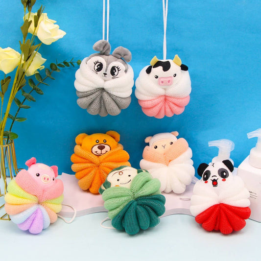 CWMM9151_CARTOON ANIMAL SOFT BUBBLE LOOFAH BALL