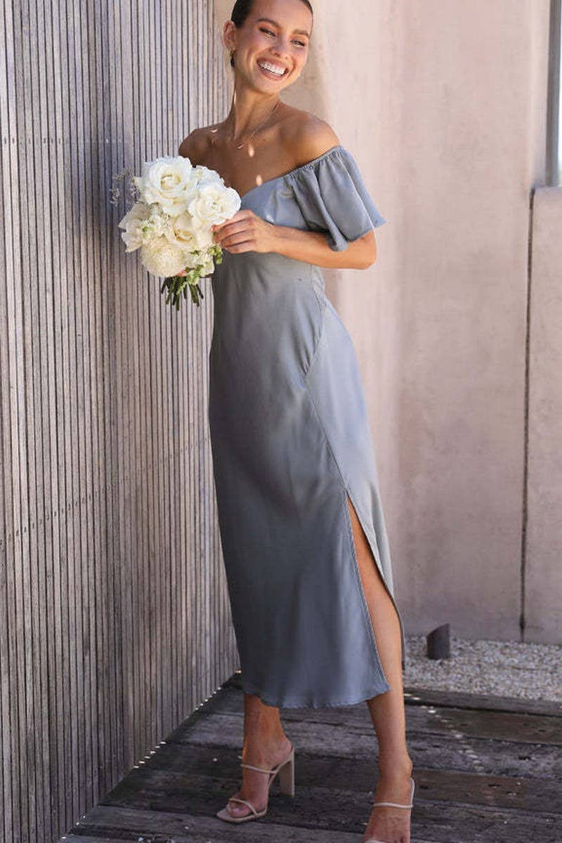 CWDMD5676_SEXY BACKLESS V-NECK SPLIT SHORT SLEEVE DRESS