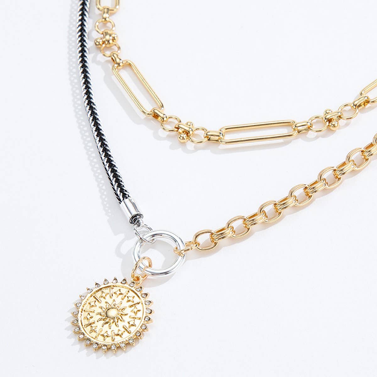 WOMEN'S STACKING NECKLACE SNAKE CROSS PENDANT