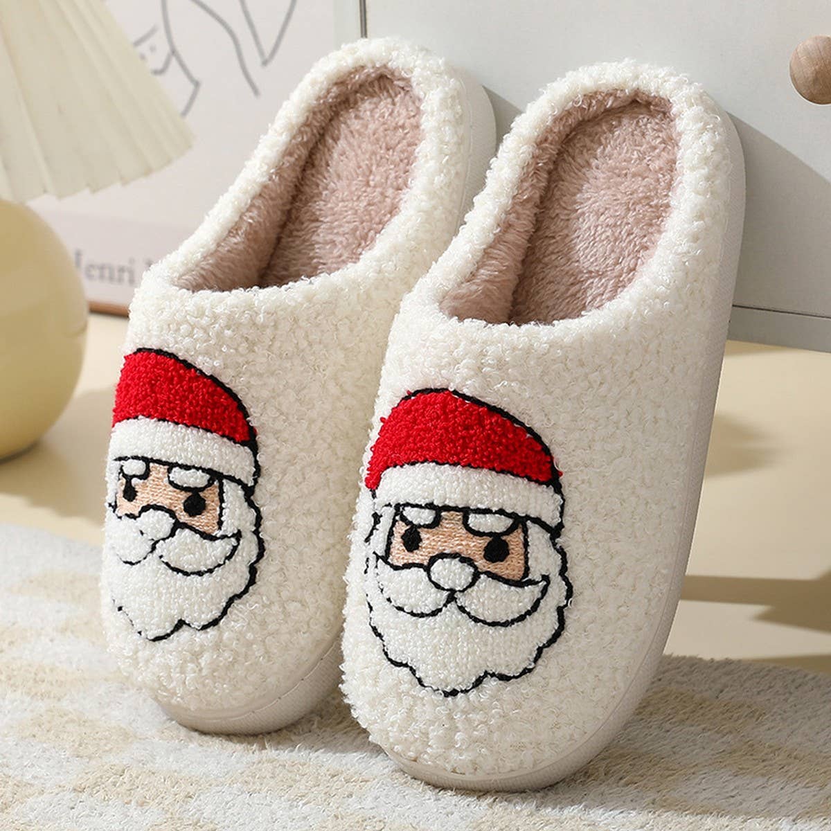 DEER PATTERNED CHRISTMA SANTA CLAUS INDOOR SLIPPER