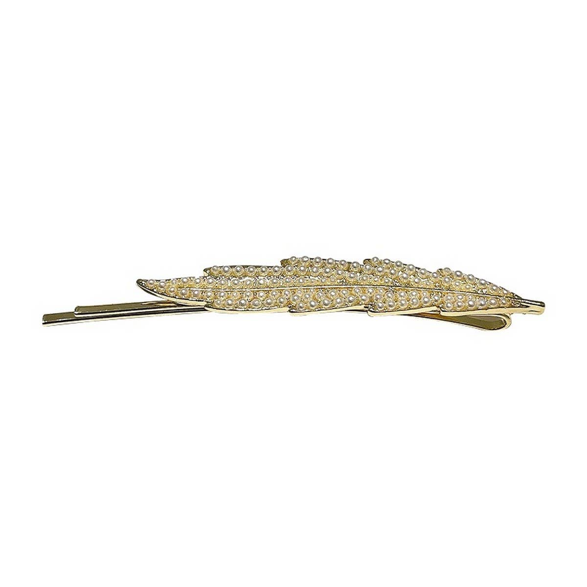 FULL DIAMOND PEARL FEATHER SIDE CLIP BANGS CLIP