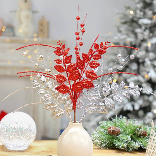 Realistic Berry and Leaf Christmas Floral Pick_CWMM9891