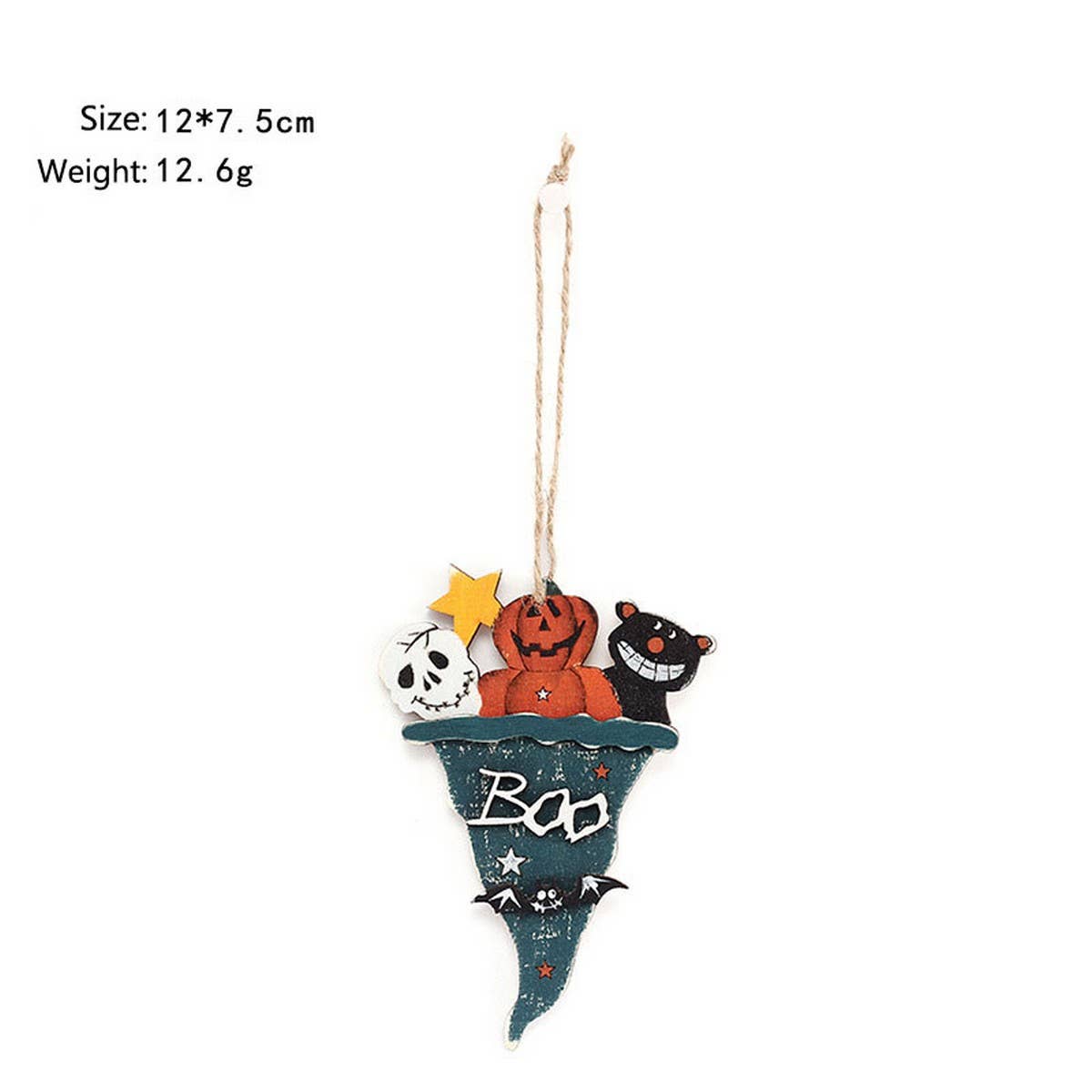 Ins-Style Painted Pumpkin & Bat Wood Hanging_CWAJE05361